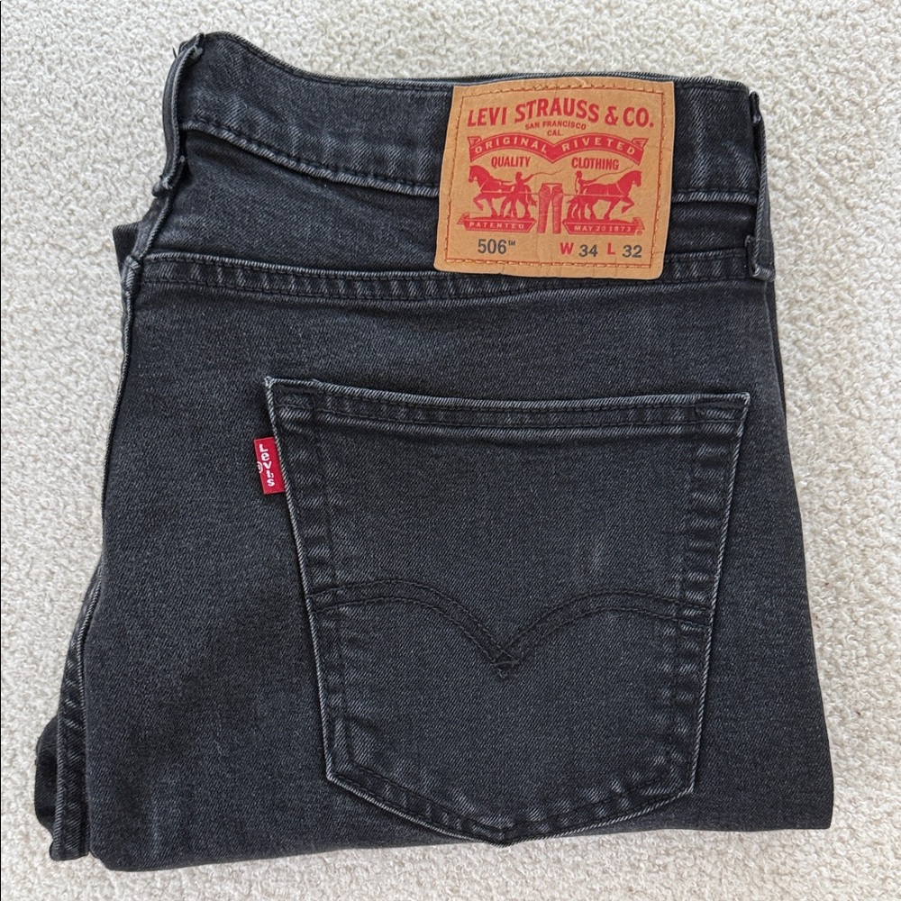 Levi's Black Straight-Leg 506 Jeans with Red Tab